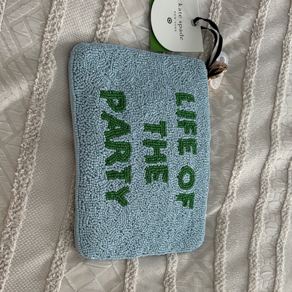 kate spade Handbags - Kate Spade Light Blue and Green Beaded Pouch